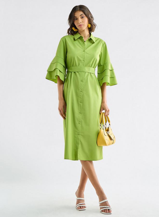 Splash FAV Ruffled Sleeve Shirt Dress - Image 1