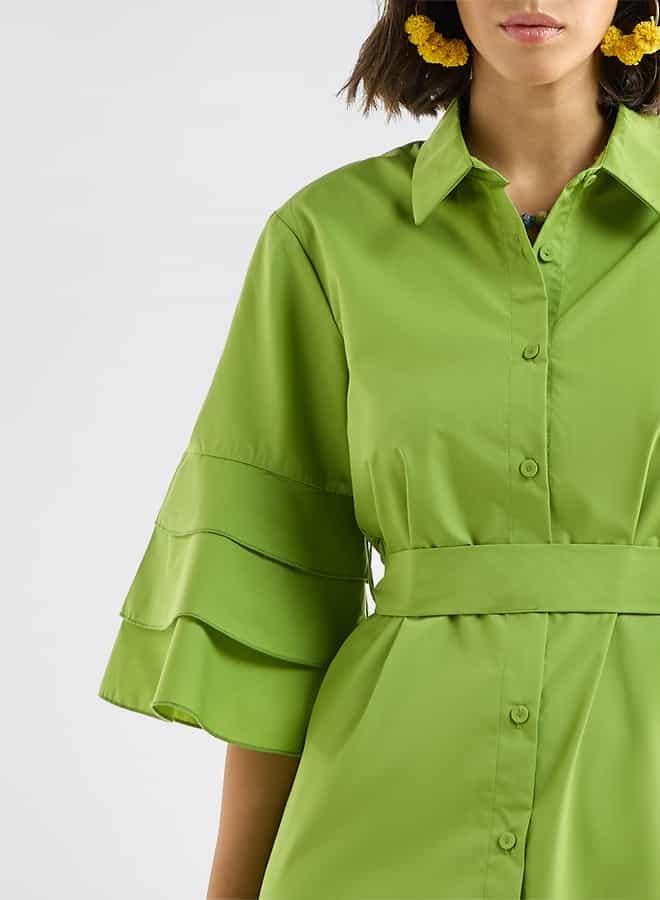 Splash FAV Ruffled Sleeve Shirt Dress - Image 4