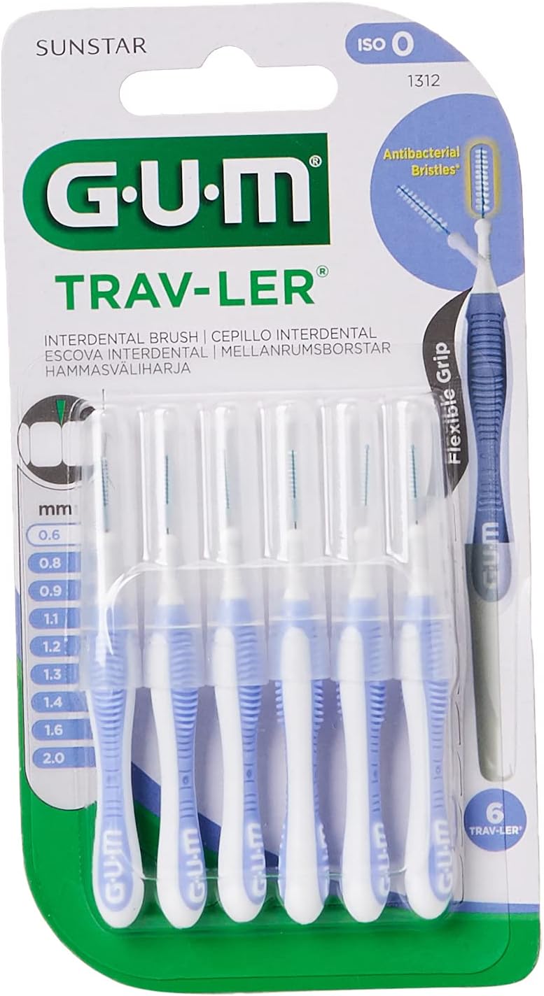 GUM Travler interdental brush 06 mm light blue1 Pack of 6 - Image 1