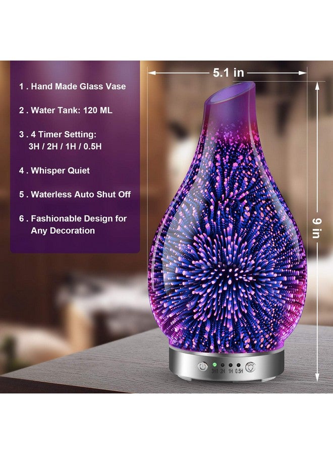 MAXWINER مرشحات الزيوت الأساسية بالموجات فوق الصوتية 3D زجاجية مع خاصية الإيقاف التلقائي وإعداد المؤقت 7 ألوان من الأضواء LED المتغيرة للاستخدام في المنزل أو المكتب أو السبا 120 مل - Image 3