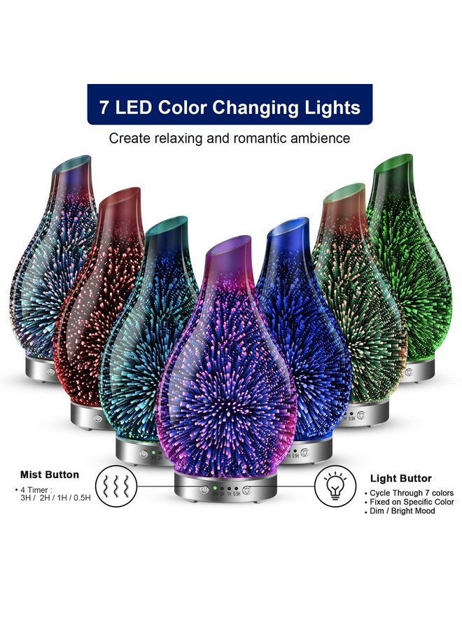 MAXWINER مرشحات الزيوت الأساسية بالموجات فوق الصوتية 3D زجاجية مع خاصية الإيقاف التلقائي وإعداد المؤقت 7 ألوان من الأضواء LED المتغيرة للاستخدام في المنزل أو المكتب أو السبا 120 مل - Image 2