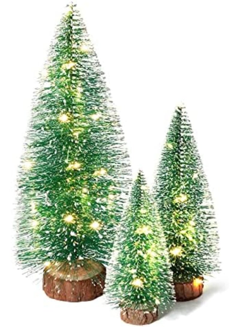 Barakah 3 PCS Miniature Christmas Trees, Mini Christmas Tree with Lights - Small Table Top Decorations for Xmas Holiday Decor - Set of 3 with LED Fairy Lights for Christmas DIY Craft Party Decoration - Image 1