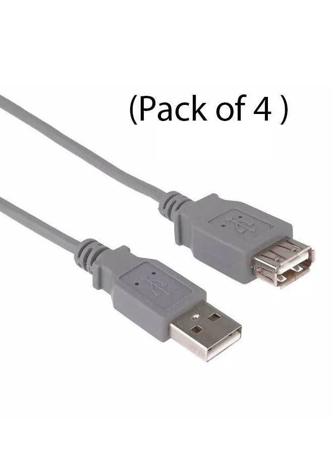 تايمي كيبل تمديد USB ذكر إلى أنثى بطول 8 متر - رمادي -4 قطع 