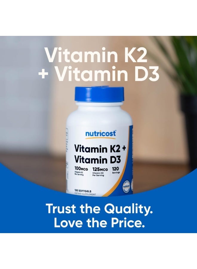 Nutricost Vitamin K2 (mk7) (100mcg) + Vitamin D3 5000iu 120 Softgels - Image 5