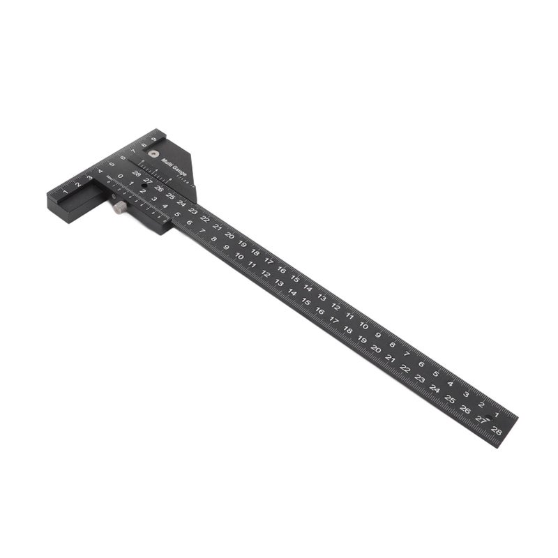 Multifunction Woodworking Ruler Aluminum Alloy T Shaped Black Measuring Marking Auxiliary Tool for Carpentry - Image 3