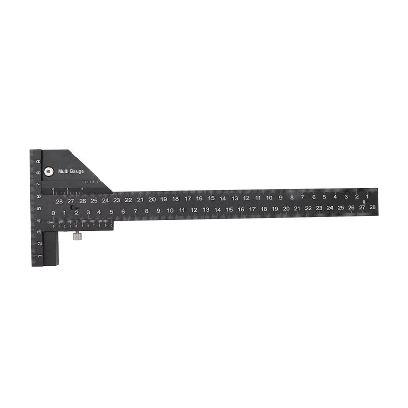 Multifunction Woodworking Ruler Aluminum Alloy T Shaped Black Measuring Marking Auxiliary Tool for Carpentry - Image 1