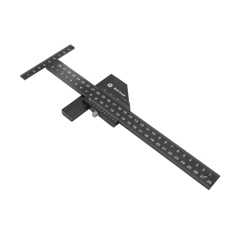 Multifunction Woodworking Ruler Aluminum Alloy T Shaped Black Measuring Marking Auxiliary Tool for Carpentry - Image 2