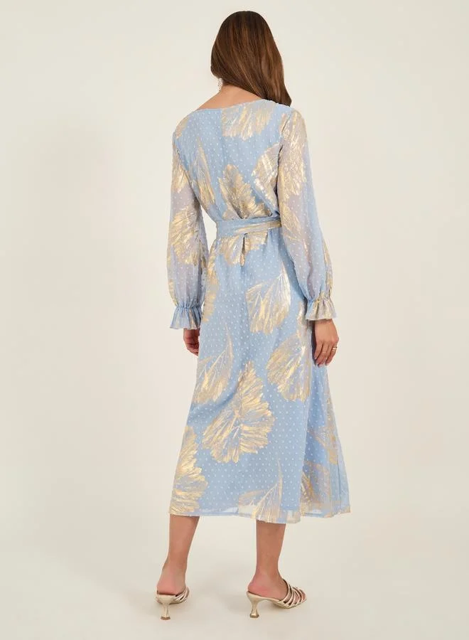 Take Two Take Two Textured Dobby Foil Print Front Tie-Up Jalabiya