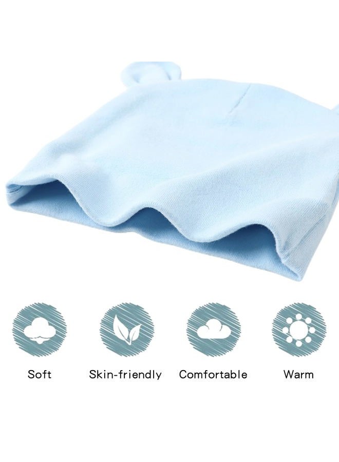 PESAAT Newborn Hospital Hat Preemie Boys Girls Beanie Solid Infant Baby Hats Autumn Winter, Double Layer/4pack-d, 0-6 Months - Image 4