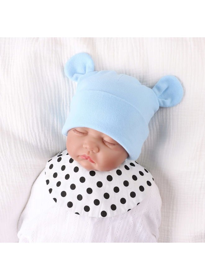 PESAAT Newborn Hospital Hat Preemie Boys Girls Beanie Solid Infant Baby Hats Autumn Winter, Double Layer/4pack-d, 0-6 Months - Image 5