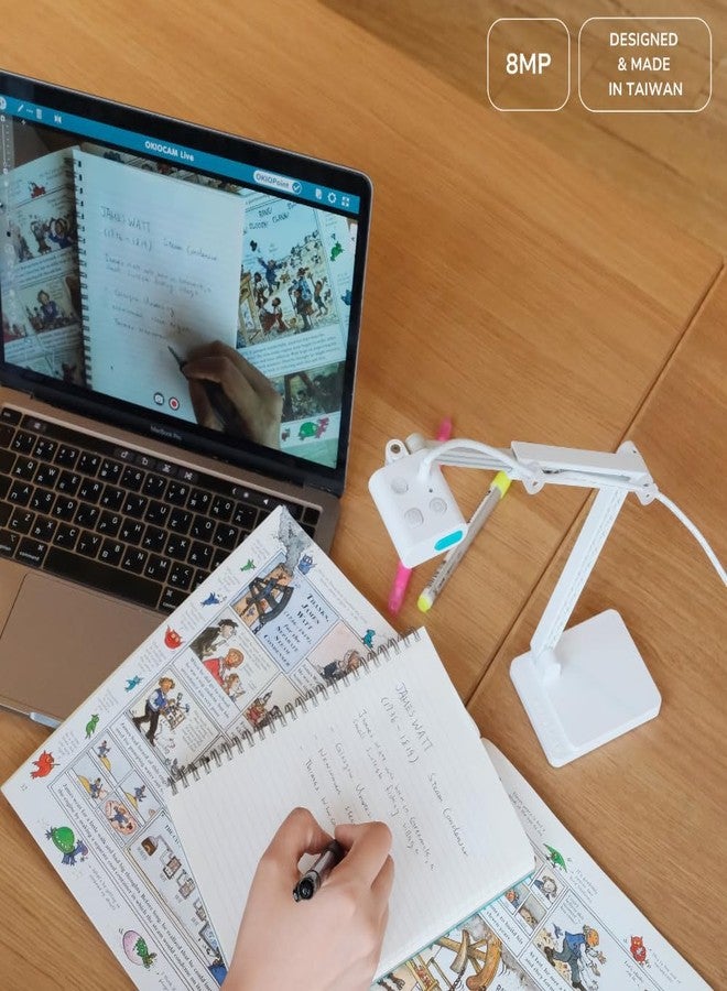 OKIOLABS OKIOCAM S2-4K Ultra HD 8MP USB Document Camera for Teachers & Classrooms with OKIOPoint AI-Tracking, Capture Near-Ledger Size, Great in Low Light, Support Mac, USB-C iPad, Interactive Display - Image 2
