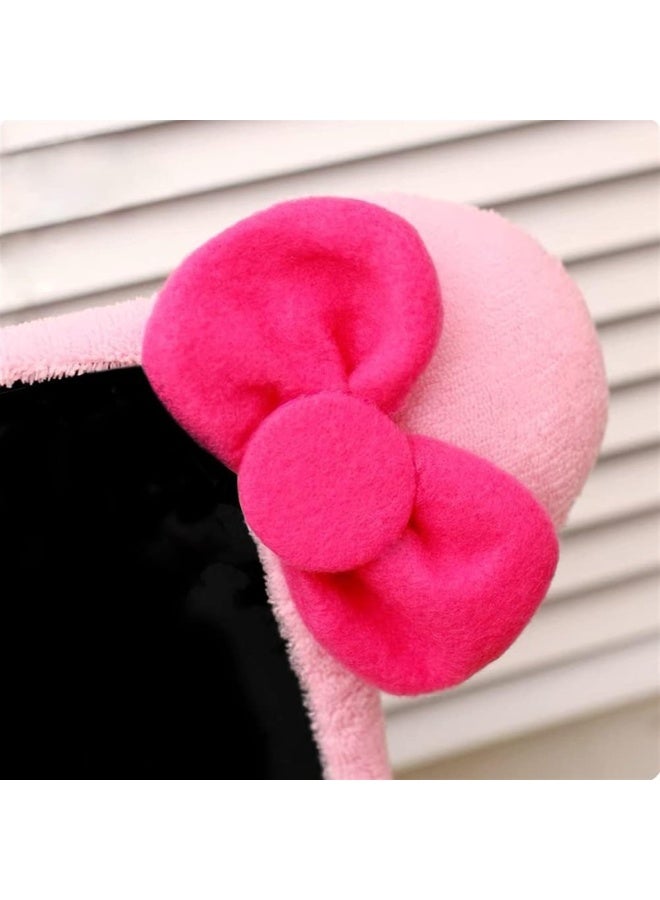 Computer Monitor Cover with Cat Ear Design Furry Kawaii Pink Monitor Dust Cover Elastic Dustproof for PC Tablet TV - Image 2