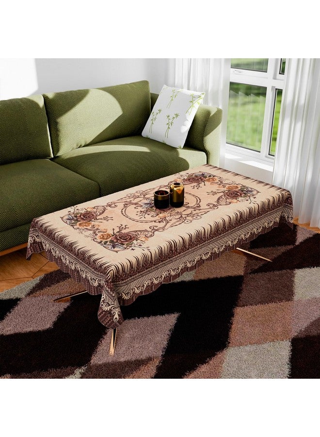 Kuber Industries Kuber Industries Center Table Cover | Polyester Table Cloth Cover | 4 Seater Table Cloth | Pancy Panting Table Cover | Table Protector | Table Cover for Center Table | 40x60 Inch | Brown - Image 1
