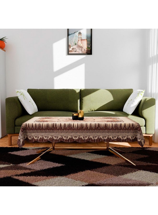 Kuber Industries Kuber Industries Center Table Cover | Polyester Table Cloth Cover | 4 Seater Table Cloth | Pancy Panting Table Cover | Table Protector | Table Cover for Center Table | 40x60 Inch | Brown - Image 2