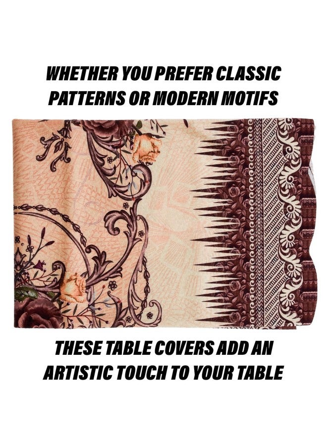 Kuber Industries Kuber Industries Center Table Cover | Polyester Table Cloth Cover | 4 Seater Table Cloth | Pancy Panting Table Cover | Table Protector | Table Cover for Center Table | 40x60 Inch | Brown - Image 4