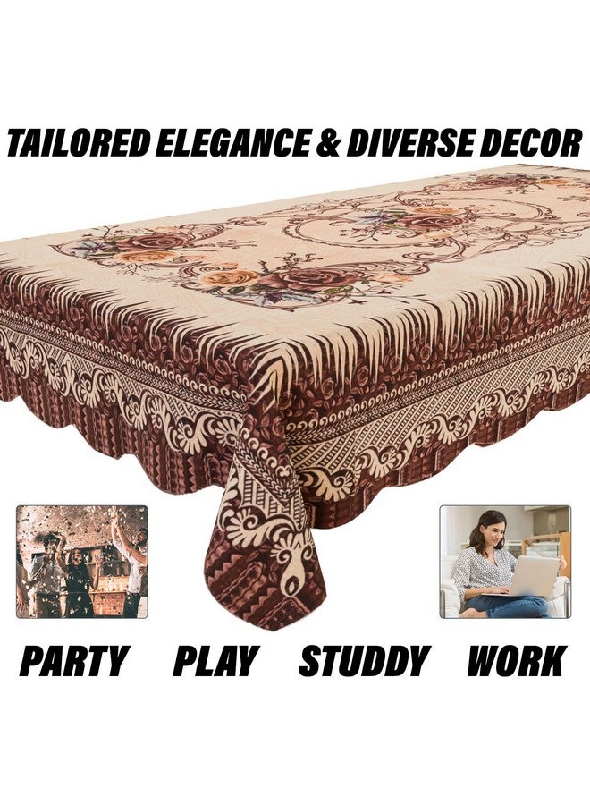 Kuber Industries Kuber Industries Center Table Cover | Polyester Table Cloth Cover | 4 Seater Table Cloth | Pancy Panting Table Cover | Table Protector | Table Cover for Center Table | 40x60 Inch | Brown - Image 3