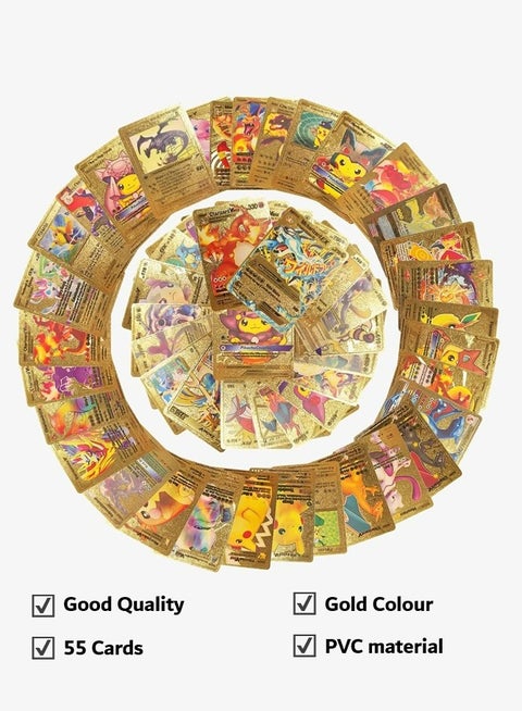Pokemon Gold Pokemon Cards Golden Foil Set (55 pcs) - Including Vmax Rares  V Series GX EX Rares Charizard Common Cards ( Random pic on cards box  cover) | Best Price UAE | Dubai, Abu Dhabi