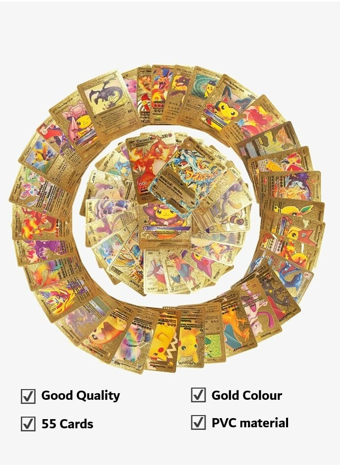 Pokemon Gold Pokemon Cards Golden Foil Set (55 pcs) - Including Vmax Rares V Series GX EX Rares Charizard Common Cards ( Random pic on cards box cover)  - Image 2