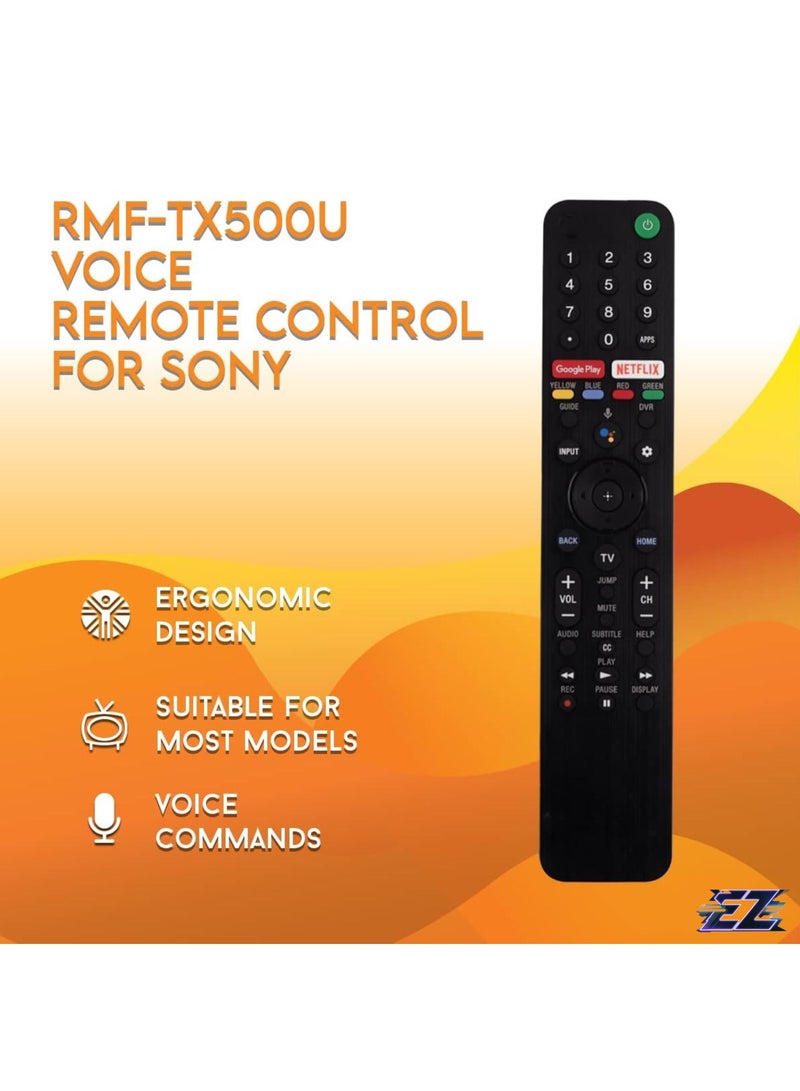 جهاز التحكم عن بُعد الصوتي OEM من سوني RMF-TX500U متوافق مع طرازات التلفاز XBR-43X800H XBR-49X800H XBR-65X900H XBR-55X900H XBR-75X900H يتضمن مفاتيح اختصار نتفليكس وجوجل بلاي مع بطارية - Image 2