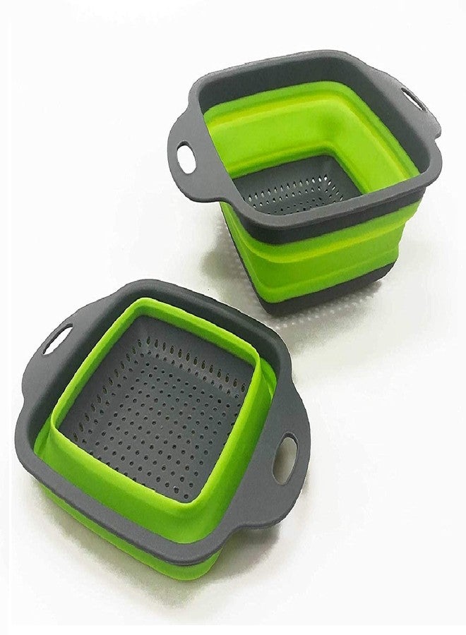 YOPRAM AKSHAR4U Colander Collapsible Colander Strainer Over The Sink Vegetable Fruit Colanders Strainers Folding Strainer for Kitchen Pack of 2(Sqaure(Big) - Image 1