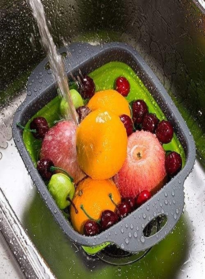 YOPRAM AKSHAR4U Colander Collapsible Colander Strainer Over The Sink Vegetable Fruit Colanders Strainers Folding Strainer for Kitchen Pack of 2(Sqaure(Big) - Image 4