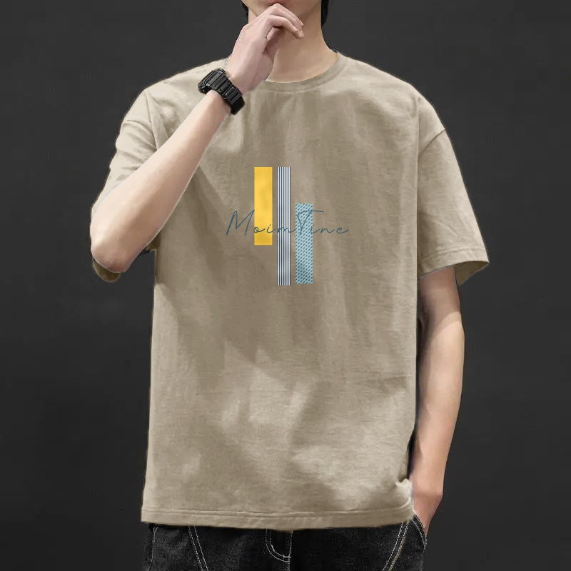 Short-Sleeved T-Shirt Men'S 2021 Men'S Round Neck Loose Short-Sleeved T-Shirt Korean-Style Students Half-Sleeved Trendy T-Shirt - Image 5