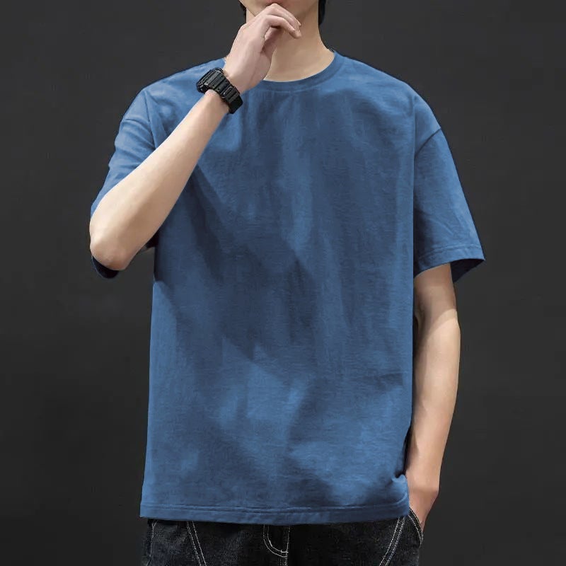 Short-Sleeved T-Shirt Men'S 2021 Men'S Round Neck Loose Short-Sleeved T-Shirt Korean-Style Students Half-Sleeved Trendy T-Shirt - Image 1