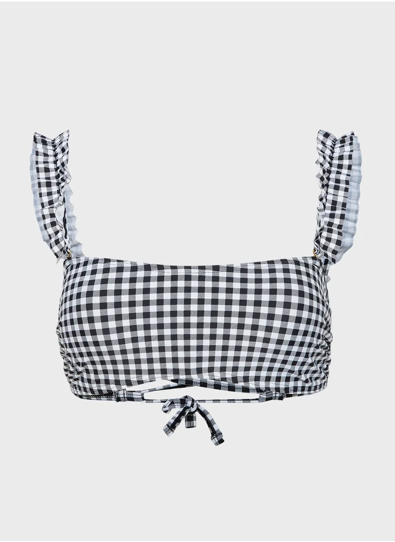 NEW LOOK Gingham Frill Strap Bikini Top