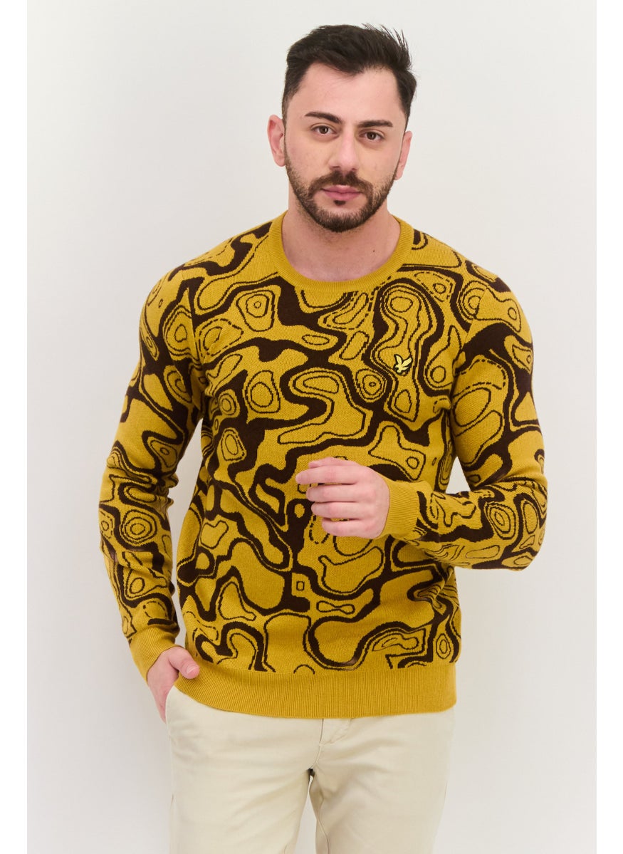 Men Crew Neck Abstract Knitted Sweater, Yellow - pzsku/Z722811434CEB6C522A04Z/45/_/1737641839/dece02ea-b892-43e4-91dc-6bcdec658858