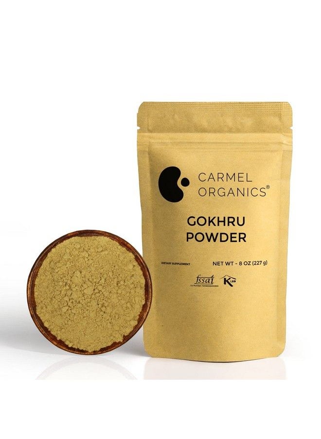 CARMEL ORGANICS - Natural Gokhru/Gokhsuru Fruit Powder 8 Ounce Or 0.5 Lb/ 227 Grams ; Tribulus Terrestris Powder No Added Preservative.. ; Non Gmo - Image 1