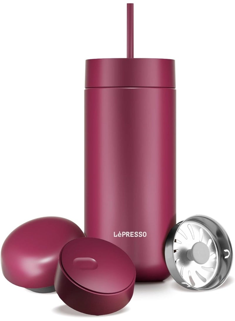 ليبرسو كوب LePresso TripleQuench المعزول بسعة 20 أونصة (590 مل)، كوب قهوة سفر من الستانلس ستيل بجدار مزدوج مع غطاء مانع للتسرب 3 في 1، يحافظ على السخونة 12 ساعة / البرودة 24 ساعة - Image 1