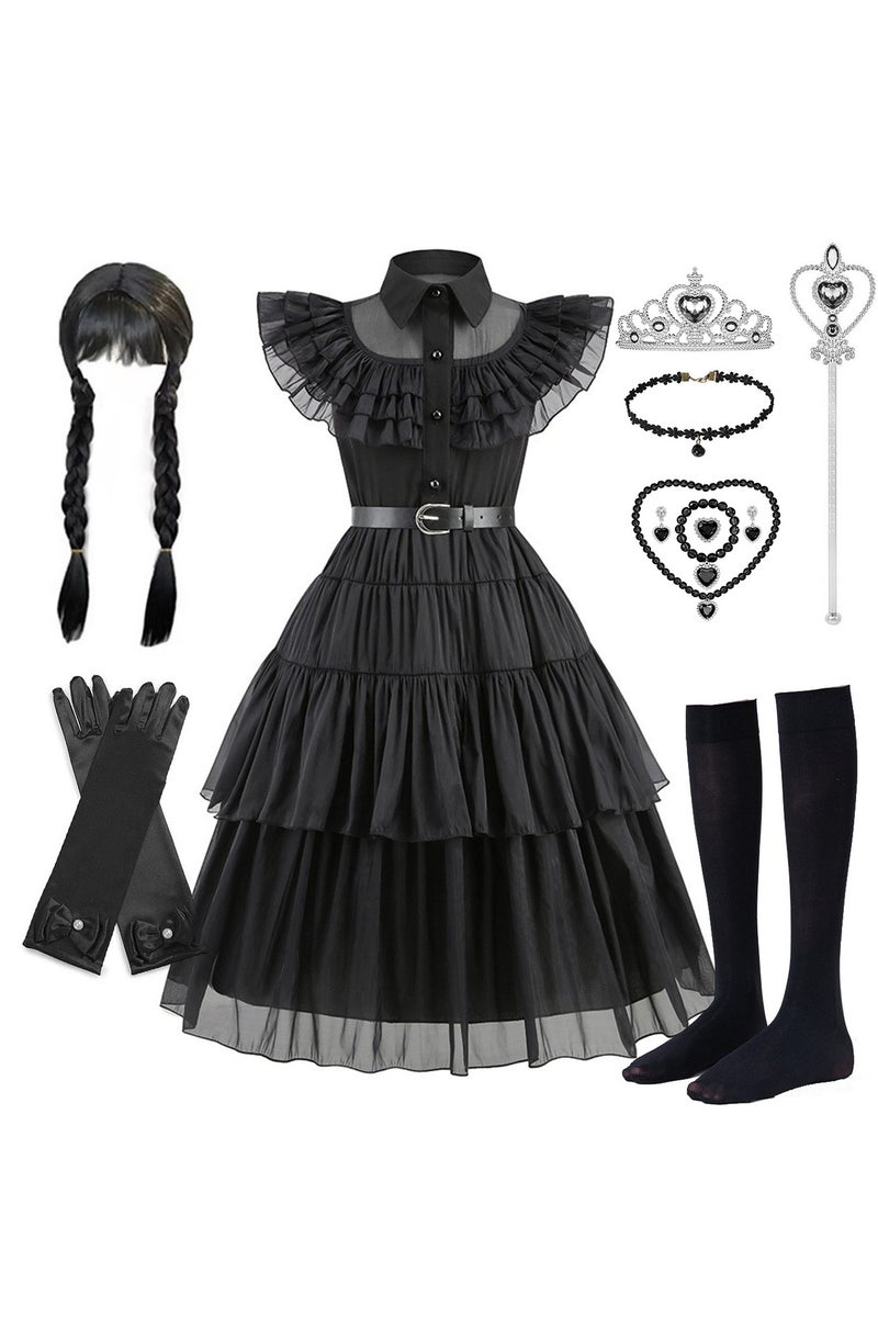 Wednesday Addams Dress Girls Costume Cosplay - Image 1