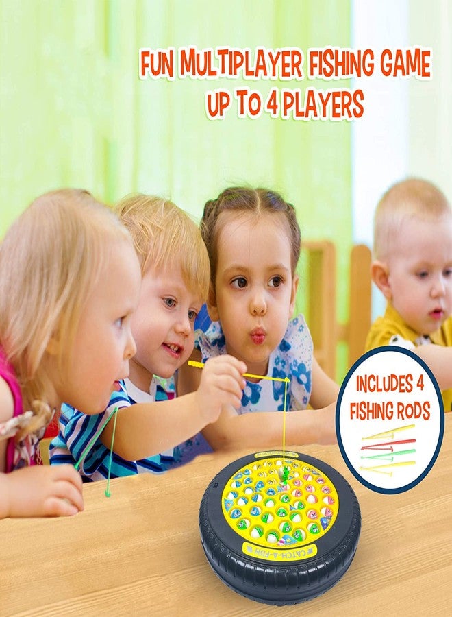 KIPA GAMING Rechargeable Fish Catching Game, 45 Fishes with Big Round Pond & Fish 4 Catching Sticks for Kids Girls Boys Toddlers Age 2 3 4 5 6 7 8 9 Years (Yellow) - Image 2