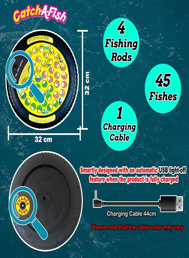 KIPA GAMING Rechargeable Fish Catching Game, 45 Fishes with Big Round Pond & Fish 4 Catching Sticks for Kids Girls Boys Toddlers Age 2 3 4 5 6 7 8 9 Years (Yellow) - Image 5