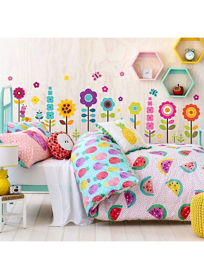 DesignStickers - Flower Wall Stickers For Kids - Floral Garden Wall Decals For Girls Room - Removable Toddlers Bedroom Vinyl Nursery Wall Décor [27 Art Clings] With Free Bird Gift! - Image 1