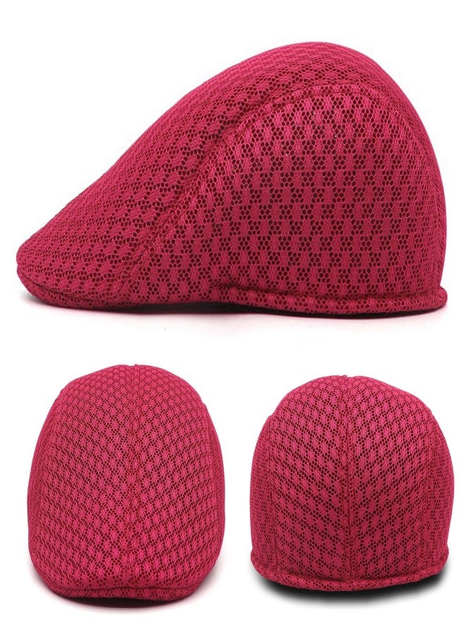 Taidor 2 Pack Teenagers' Mesh Cap Breathable Summer Newsboy Hat Adjustable Beret Ivy Cap Irish Riding Hiking Hats Coffee/Red - Image 5