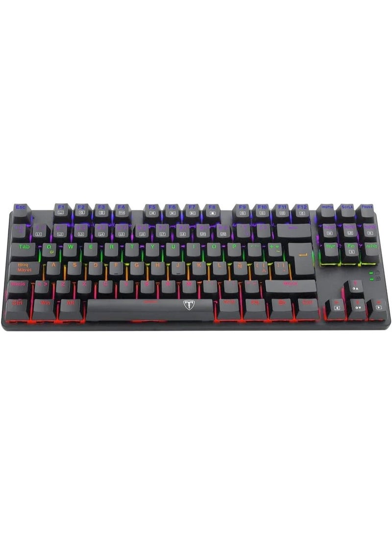 T-DAGGER TGK313 BORA Gaming Mechanical Keyboard - Rainbow LED Lighting -TKL Size 87 Key - AR/EN Key || (T-TGK313) (Brown Switch) - Image 4
