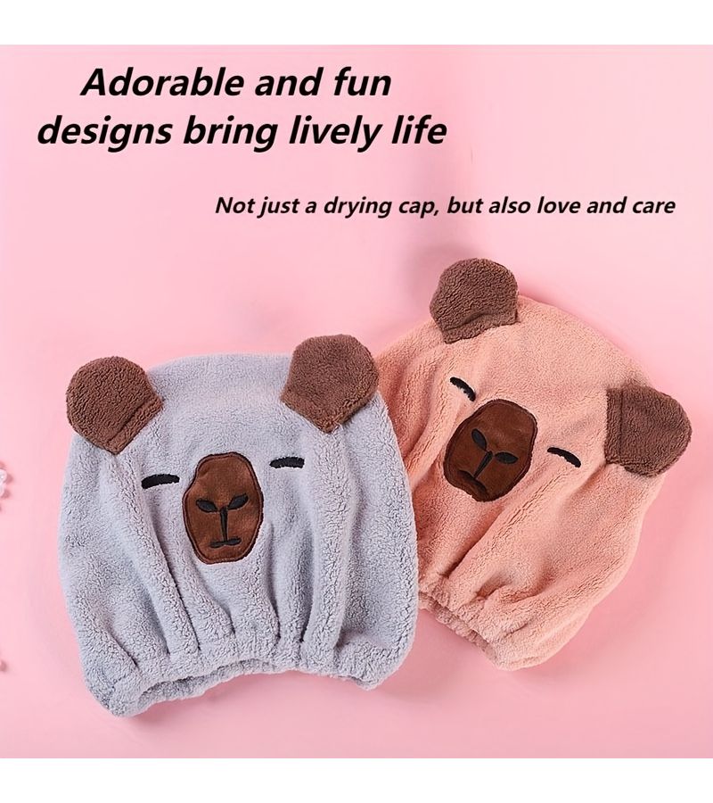 Coral Pink Super Absorbent Quick Dry Capybara Towel Headband for Adults - Image 5