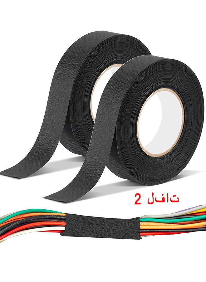 HS 2PCS Wire Harness Tape, Wire Loom Tape High Temp Wiring Loom Harness Electrical Tape Self-Adhesive Felt Cloth Electric Tape Black For Automotive Engine Electrical Wrap Cable Fixed 15 Meters  - Image 1