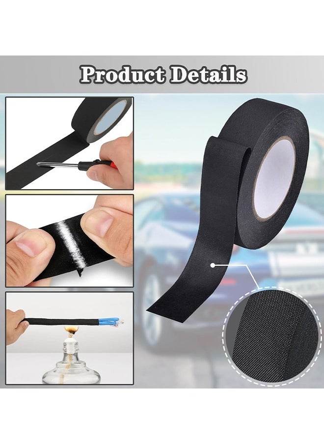 HS 2PCS Wire Harness Tape, Wire Loom Tape High Temp Wiring Loom Harness Electrical Tape Self-Adhesive Felt Cloth Electric Tape Black For Automotive Engine Electrical Wrap Cable Fixed 15 Meters  - Image 4