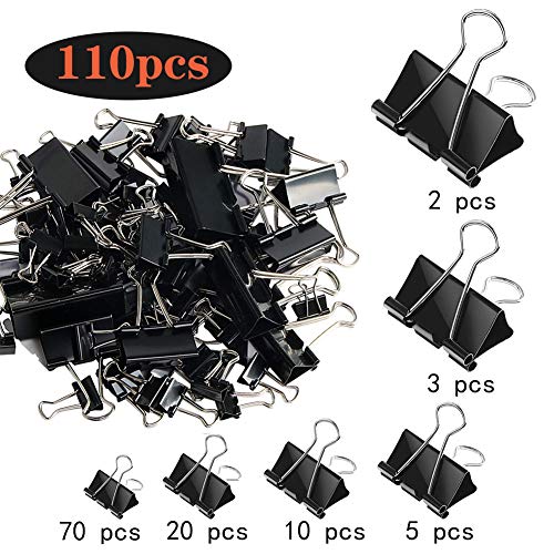 SANNIX 110 PCS Binder Clips Assorted Sizes, X Large, Large, Medium, Small, Mini and Micro, Binder Clips Paper Clamps for Office Home School - Image 2