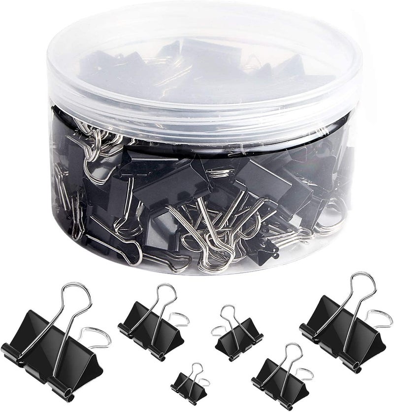 SANNIX 110 PCS Binder Clips Assorted Sizes, X Large, Large, Medium, Small, Mini and Micro, Binder Clips Paper Clamps for Office Home School - Image 1