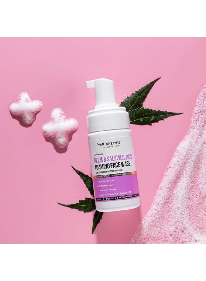 Dr. Sheth's Neem & Salicylic Acid Foaming Face Wash | Foaming & Exfoliating Acne - Fighting Face Wash | 100 ml - Image 2