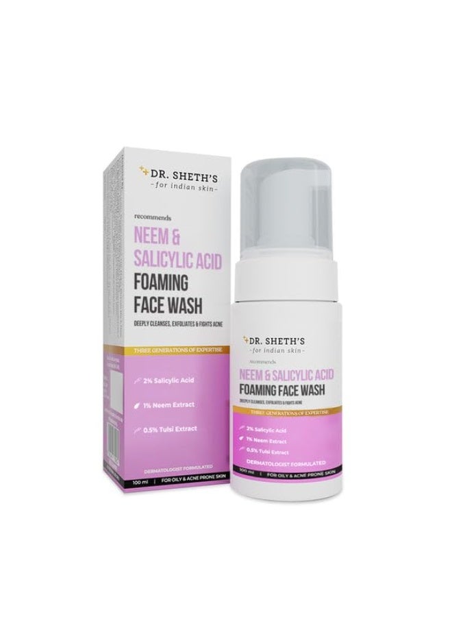 Dr. Sheth's Neem & Salicylic Acid Foaming Face Wash | Foaming & Exfoliating Acne - Fighting Face Wash | 100 ml - Image 1