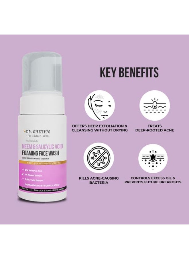 Dr. Sheth's Neem & Salicylic Acid Foaming Face Wash | Foaming & Exfoliating Acne - Fighting Face Wash | 100 ml - Image 4
