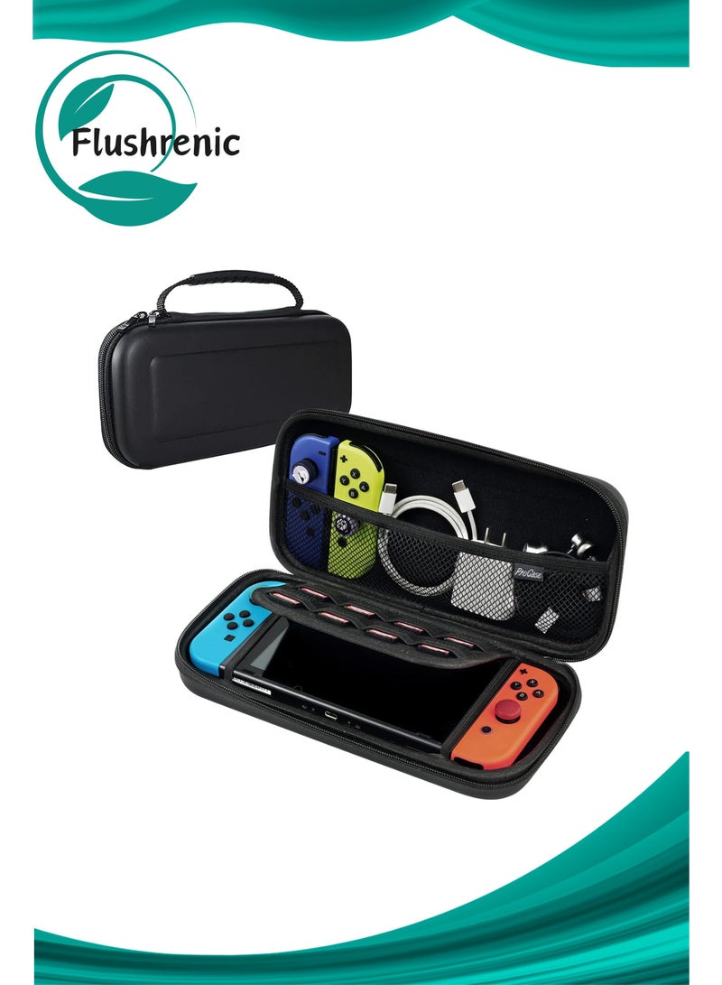 فلوشرينيك حقيبة حمل متوافقة مع جهاز نينتندو سويتش ووحدة تحكم سويتش OLED الجديدة، حقيبة حمل صلبة واقية محمولة للسفر، مع جيوب للملحقات والألعاب - Image 1