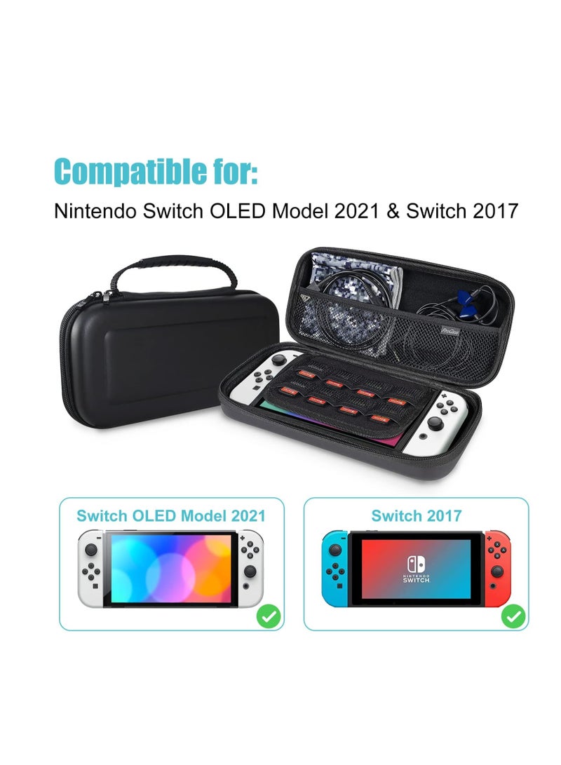 فلوشرينيك حقيبة حمل متوافقة مع جهاز نينتندو سويتش ووحدة تحكم سويتش OLED الجديدة، حقيبة حمل صلبة واقية محمولة للسفر، مع جيوب للملحقات والألعاب - Image 2