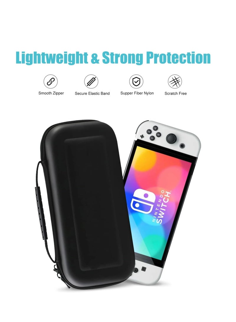 فلوشرينيك حقيبة حمل متوافقة مع جهاز نينتندو سويتش ووحدة تحكم سويتش OLED الجديدة، حقيبة حمل صلبة واقية محمولة للسفر، مع جيوب للملحقات والألعاب - Image 4