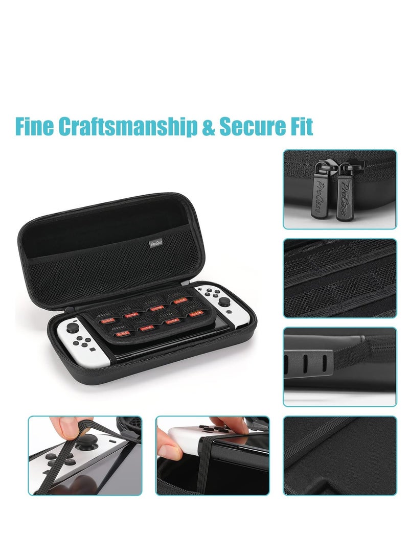 فلوشرينيك حقيبة حمل متوافقة مع جهاز نينتندو سويتش ووحدة تحكم سويتش OLED الجديدة، حقيبة حمل صلبة واقية محمولة للسفر، مع جيوب للملحقات والألعاب - Image 5