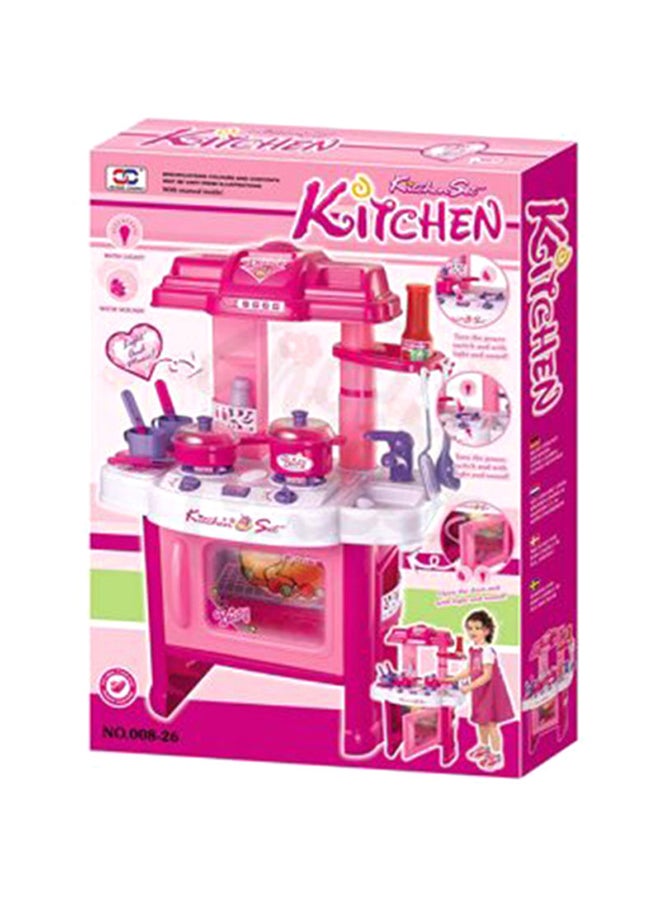 مجموعة ألعاب المطبخ البلاستيكية الفاخرة للجمال والأجهزة والطهي مع ضوء وصوت 19x16x14سم - Image 1